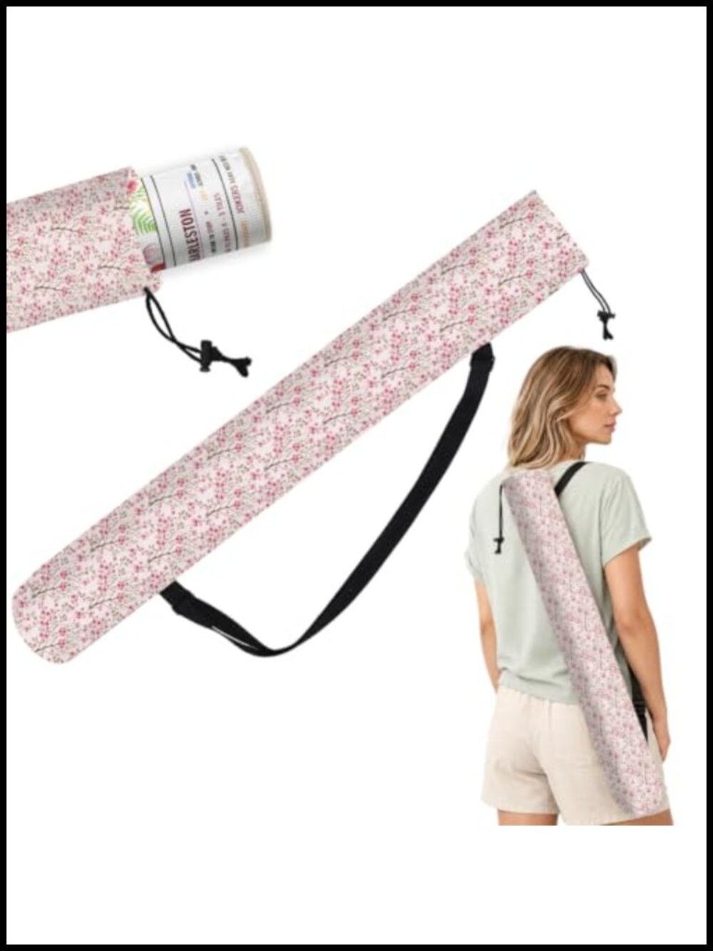 Canvas Yoga Mat Bag with Strap Adjustable Drawstring Carrier